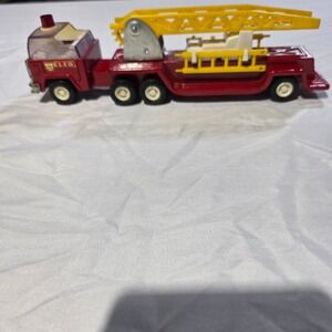 Vintage Buddy L Fire Truck BLFD Red Pressed Steel Aerial Ladder Made in Japan